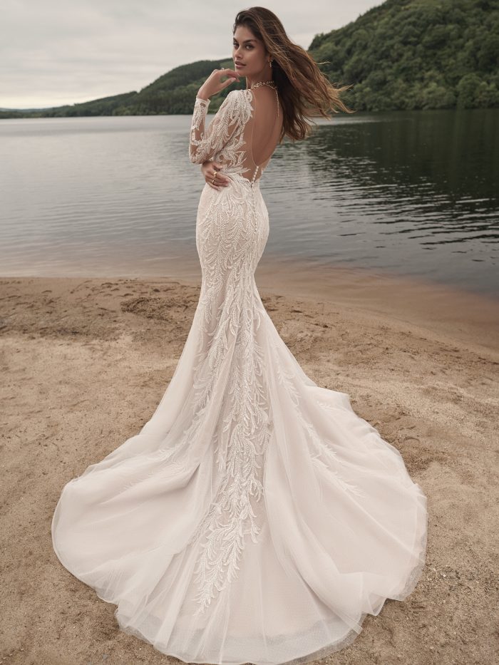 Bride In Long Sleeve Mermaid Wedding Gown Called Riviera By Sottero And Midgley