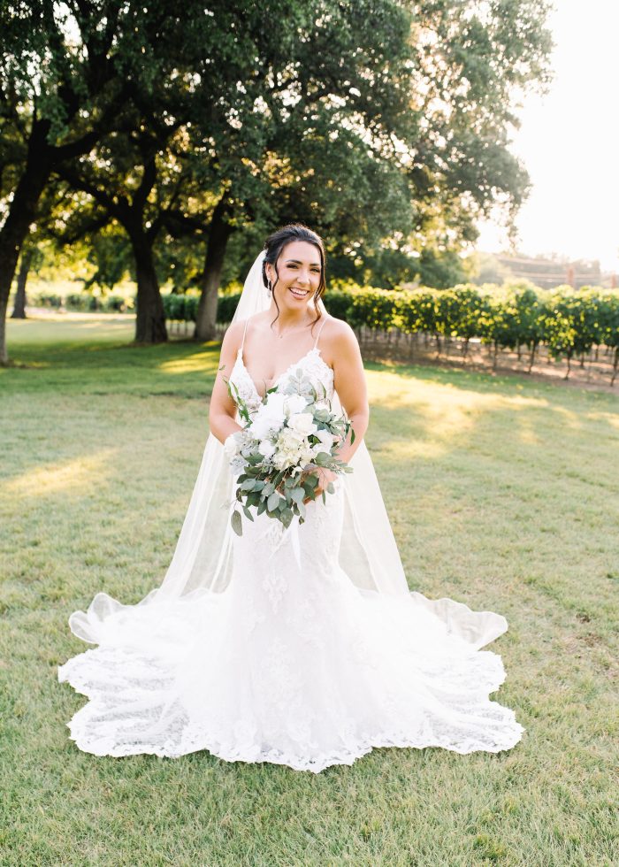 Bride Wearing A Sexy Romantic Dress Called Tuscany Royale By Maggie Sottero