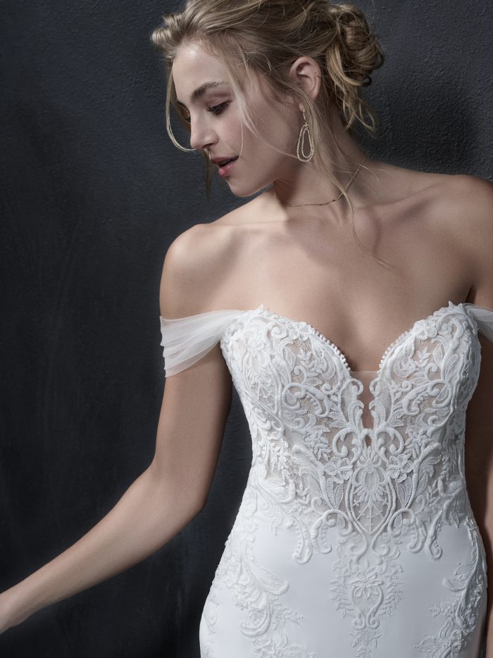 Bride Wearing A Fit And Flare Wedding Gown Called Giovannetta By Sottero And Midgley