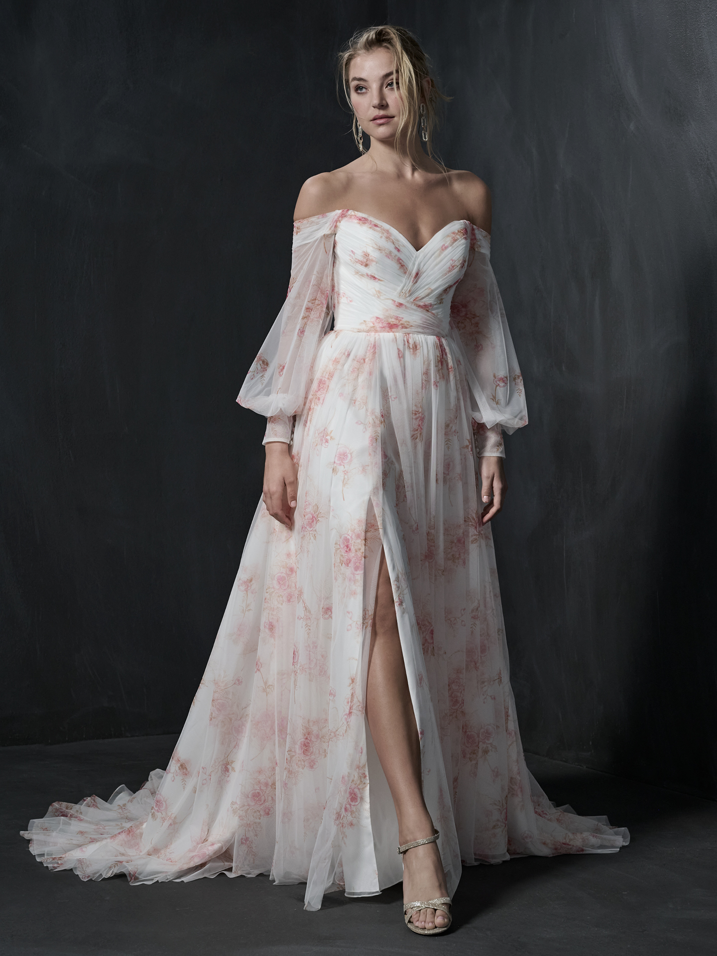 Bride Wearing An Off The Shoulder Wedding Dress Called Nerida By Sottero And Midgley