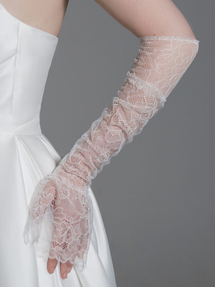 Bride In Lace Wedding Gloves Called Lois By Maggie Sottero