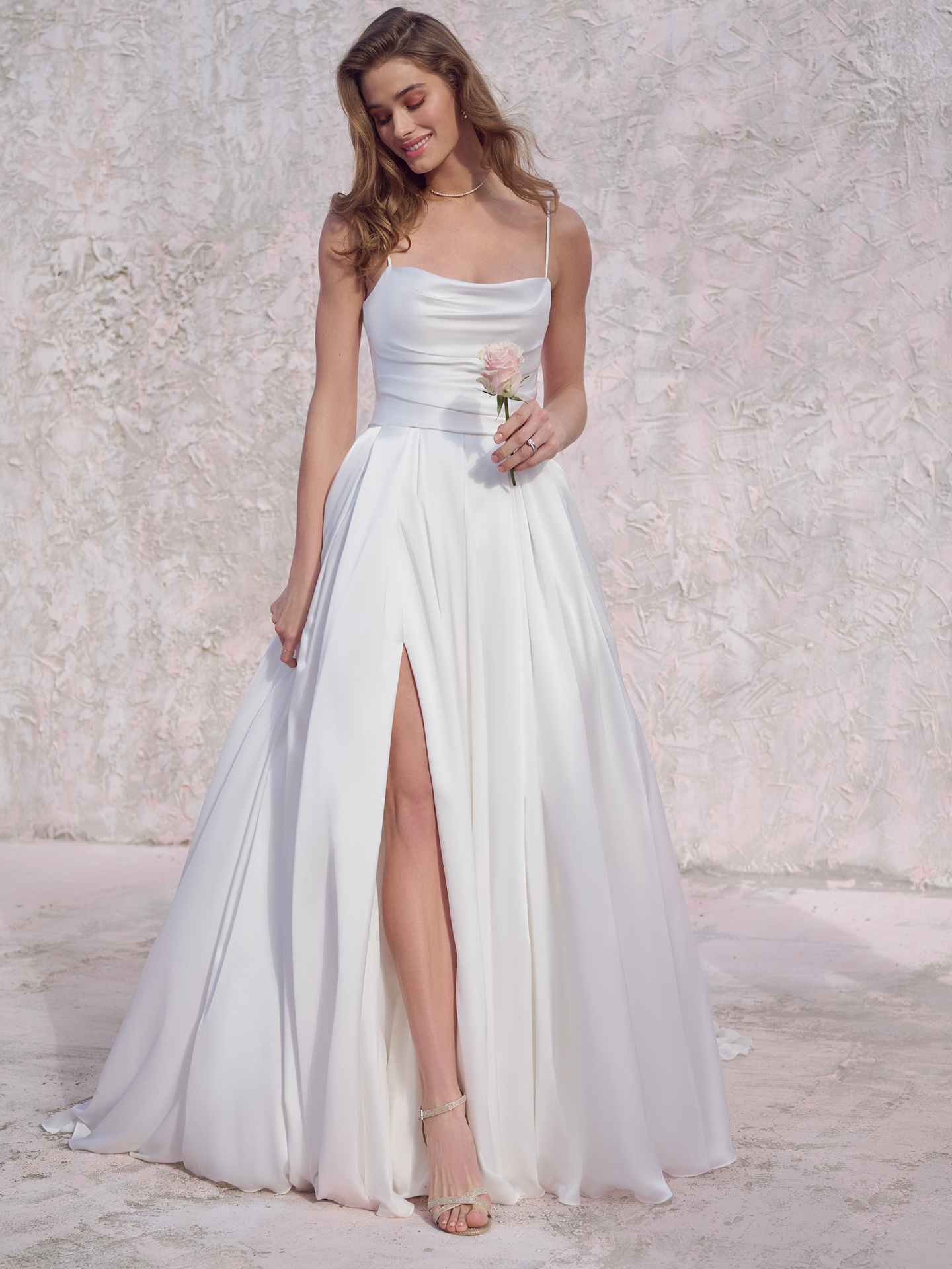 Bride In Satin A-Line Wedding Dress Caleld Scarlet By Maggie Sottero