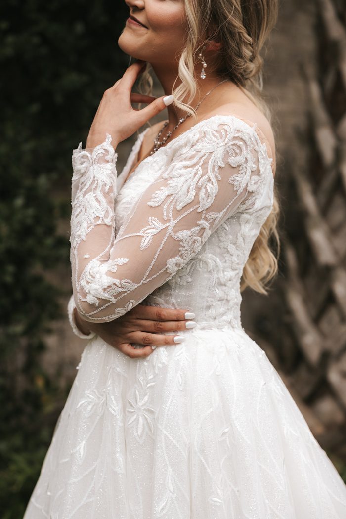 Bride In Sparkly Wedding Dress Called Seneca By Sottero And Midgley