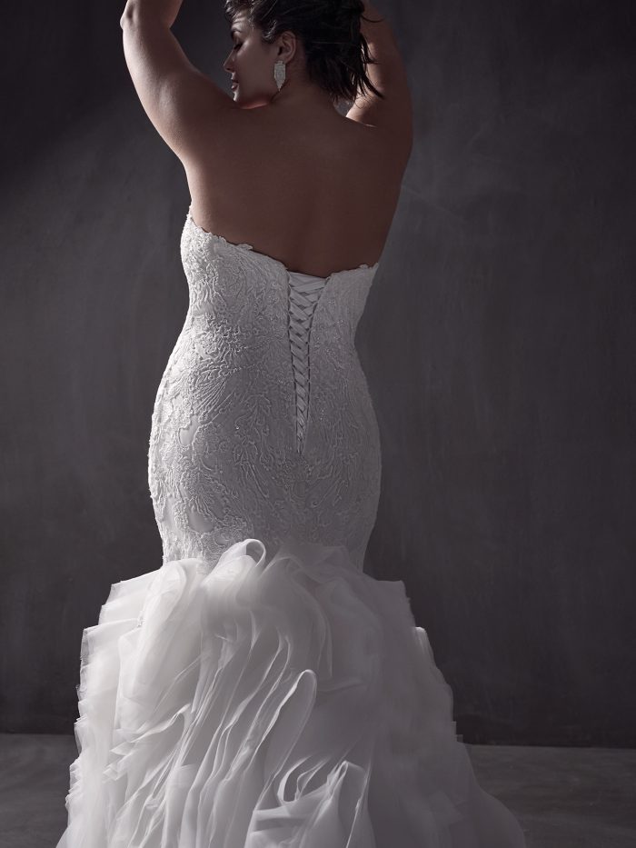 Bride In Dramatic Mermaid Wedding Dress With Corset Back Called Ripley By Sottero And Midgley