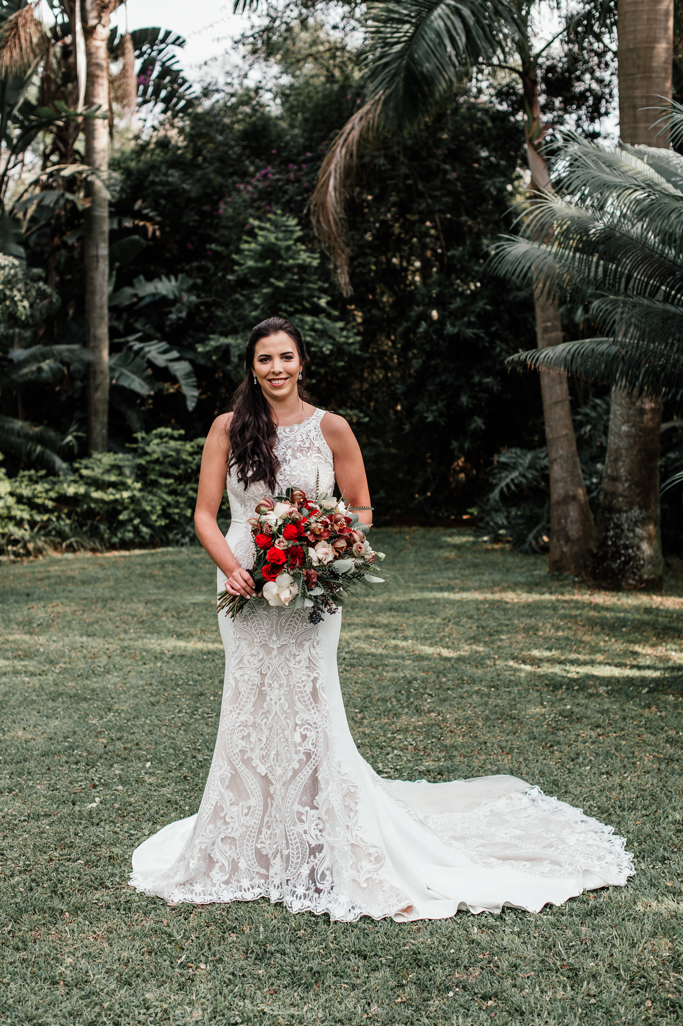 Bride Wearing A Sexy Wedding Dress Called Kevyn By Sottero And Midgley With Red Florals