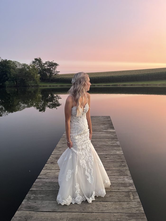Bride In Lace Fit-And-Flare Wedding Dress Called Fiona By Maggie Sottero