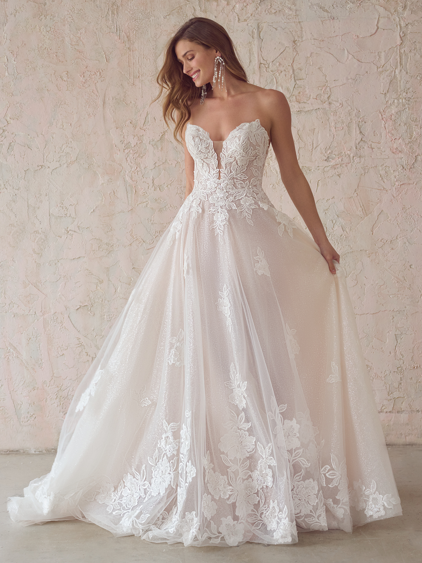 Bride In Lace A Line Wedding Dress Called Britney By Maggie Sottero