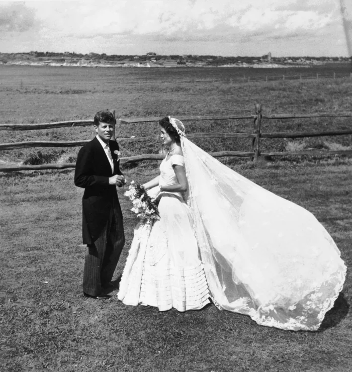 Jackie Kennedy In Wedding Dress With JFK