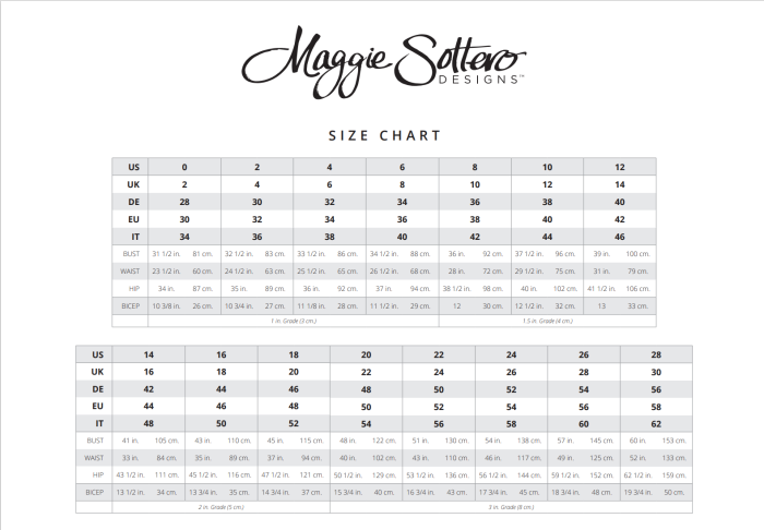Photo Of Maggie Sottero's Wedding Dress Size Chart