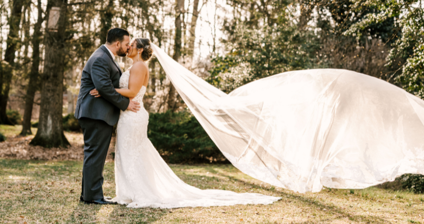 Dramatic Black Lace and Tulle Bridal Veil