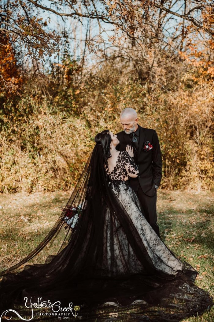 Black wedding outlet dress with veil