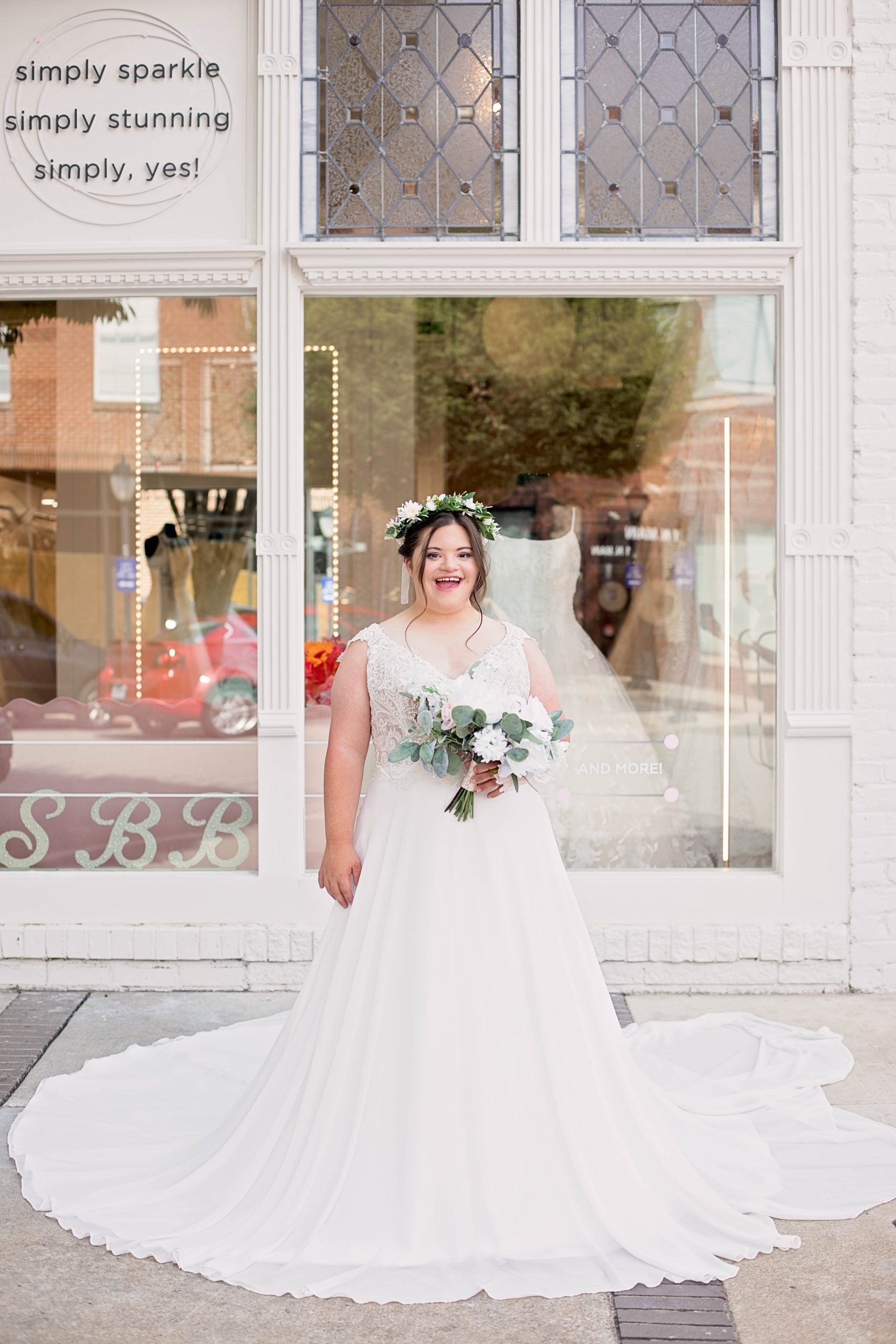 Bride With Down Syndrome Wearing Chiffon Wedding Dress Called Lorraine By Maggie Sottero For All Bodies All Brides 