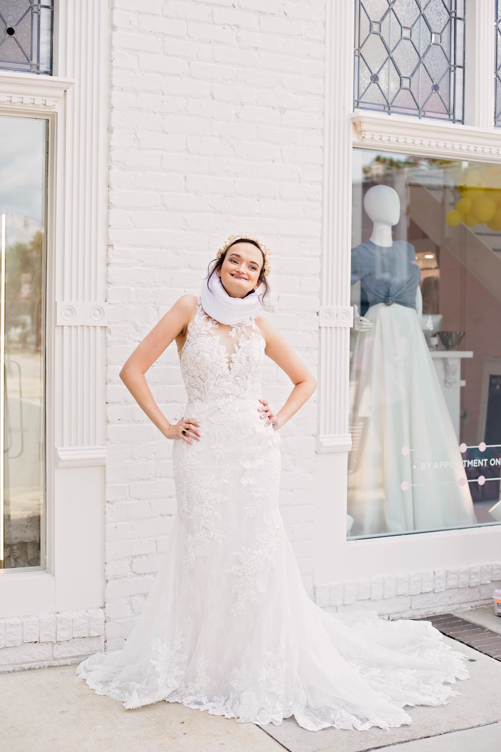Bride With Cerebral Palsy Wearing Lace Wedding Dress Called Kern By Maggie Sottero For All Bodies All Brides