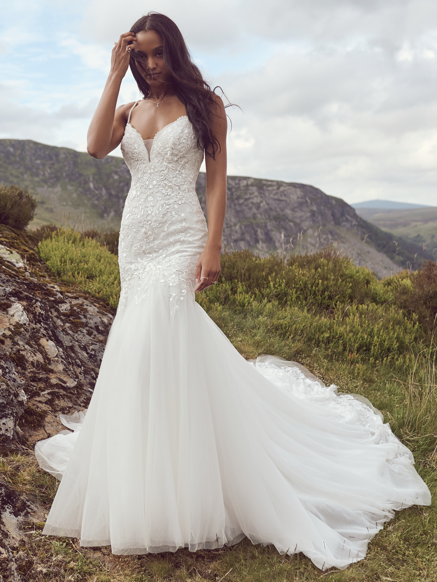 Bride In Fit And Flare Wedding Dress Called Beatrice By Rebecca Ingram