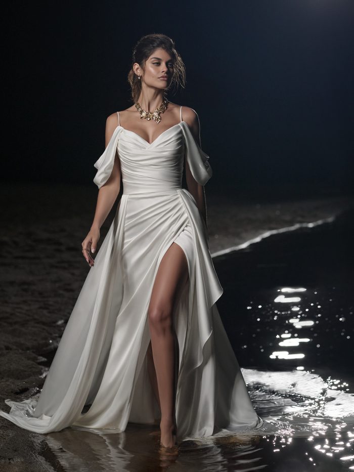 Bride In Satin Wedding Dress Called Cezanne By Sottero And Midgley