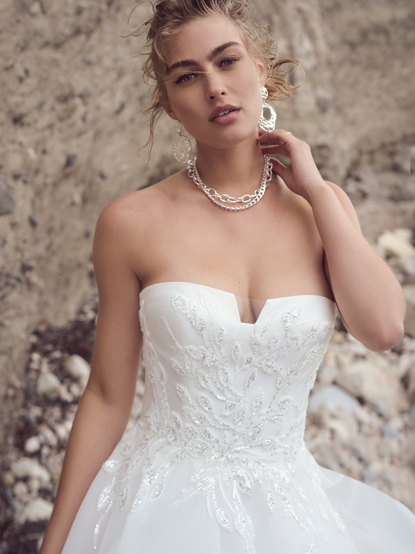 Bride In Square Neck Wedding Dress Called Italiana By Sottero And Midgley