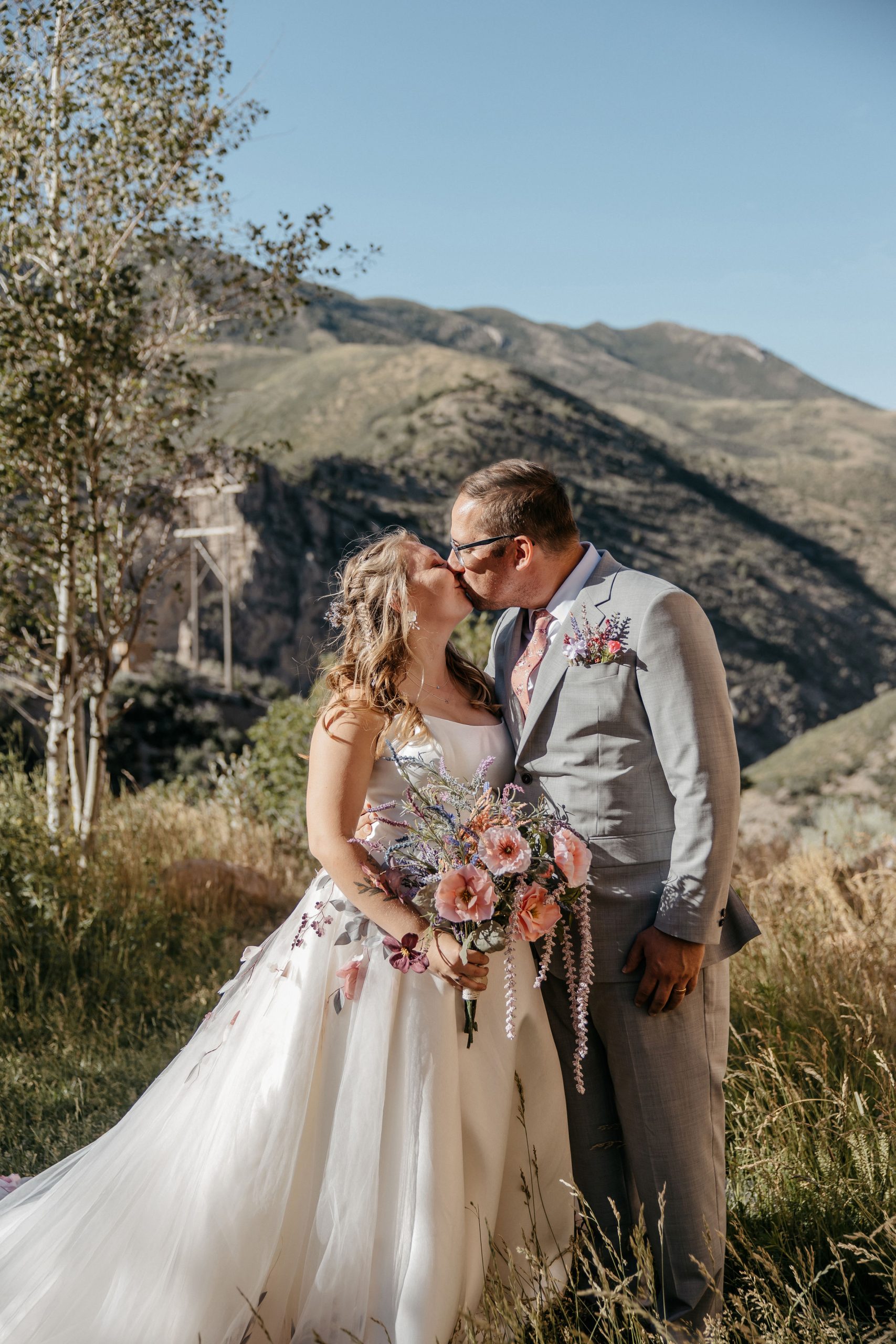 Bride In Detachable Train Called Lavinia By Maggie Sottero With Floral Wedding Aesthetic