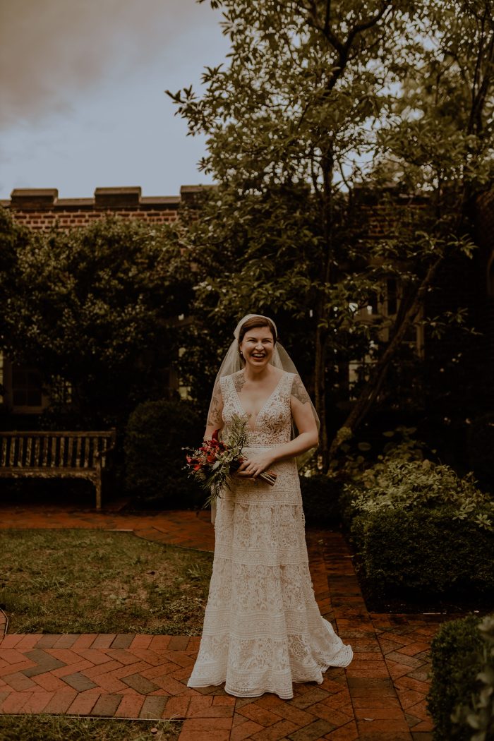 Bride In Lace Wedding Dress Called Finley Dawn By Sottero And Midgley