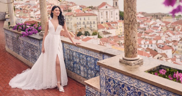 Bride In Lace And Crepe Wedding Dress Called Brannagh By Maggie Sottero