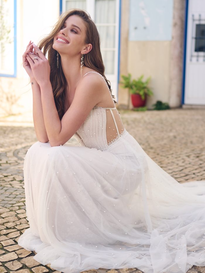 Bride In A-Line Wedding Dress Called Betsy By Maggie Sottero