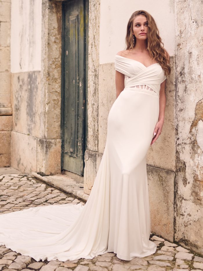 Off shoulder simple wedding on sale dress