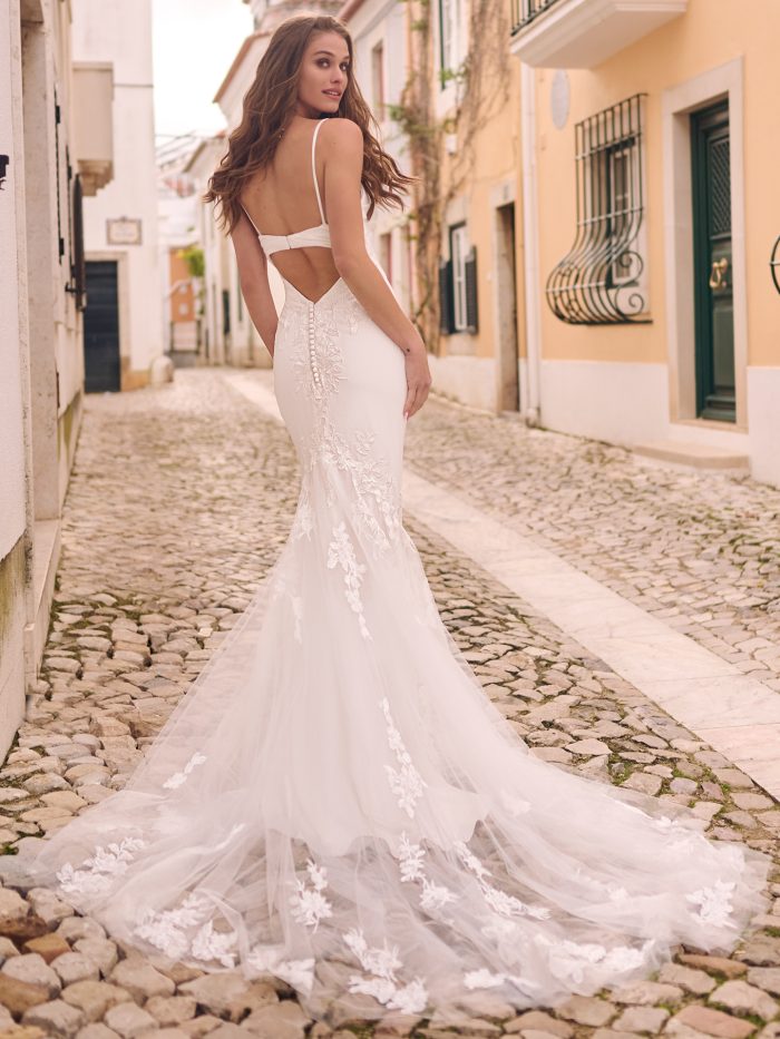 Bride In Backless Wedding Dress Called Darcy By Maggie Sottero