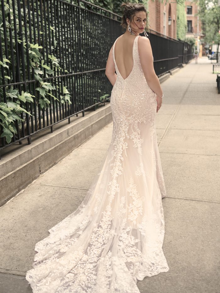 Bride In Retro Wedding Dress Called Estella By Maggie Sottero