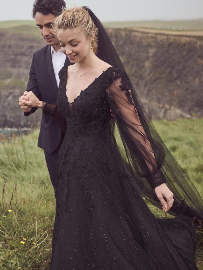 Bride In Black Wedding Dress Called Alexandria By Rebecca Ingram