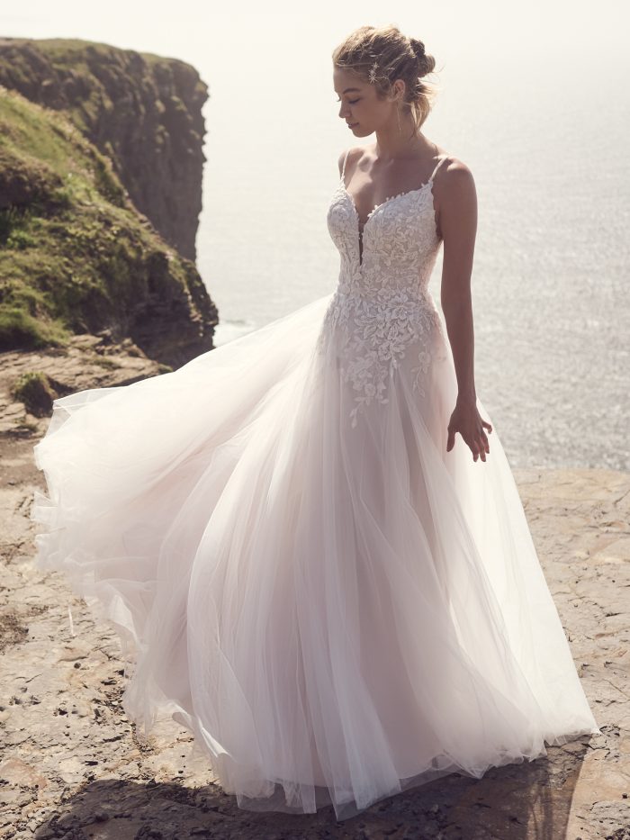 Bride In A-Line Wedding Dress Called Cassidy By Rebecca Ingram