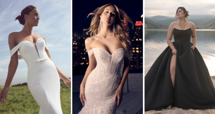 Brides In Wedding Dress Trends Wearing Wedding Dresses Called Moriah By Rebecca Ingram, Danielle By Maggie Sottero, And Aspen By Sottero And Midgley