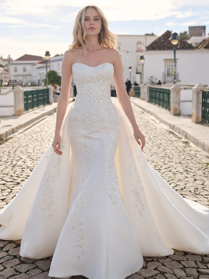 Bride In Satin Wedding Dress Called Barcelona By Sottero And Midgley