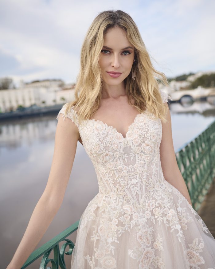 Bride In Colorful Wedding Dress Called Bisette By Sottero And Midgley