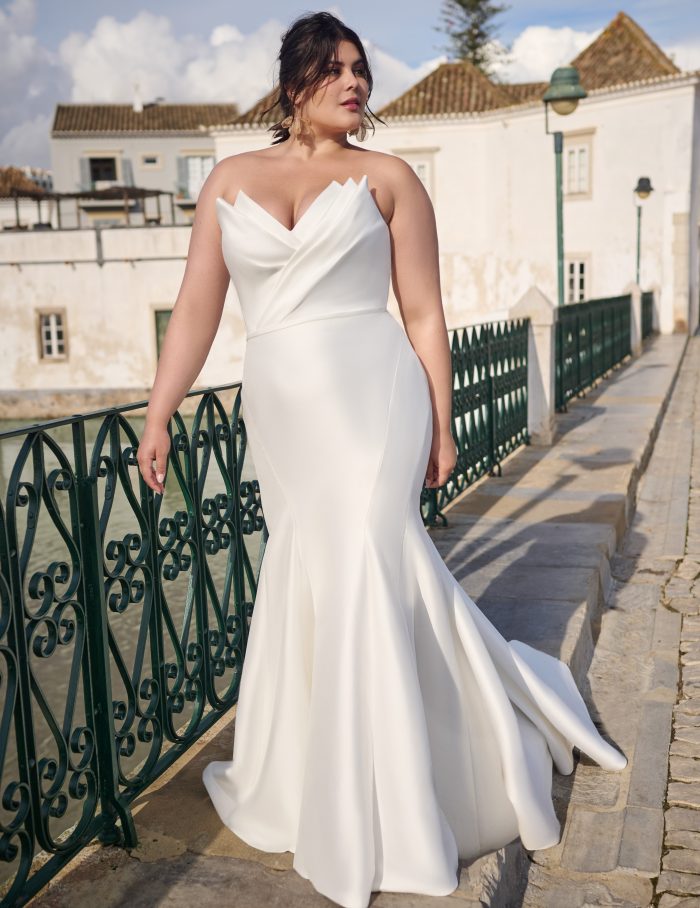 Bride In Simple Satin Wedding Dress Called Marilyn By Sottero And Midgley