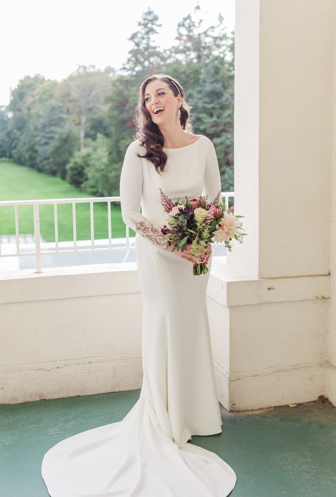 Bride In Simple Winter Wedding Dress Called Aston By Sottero And Midgley