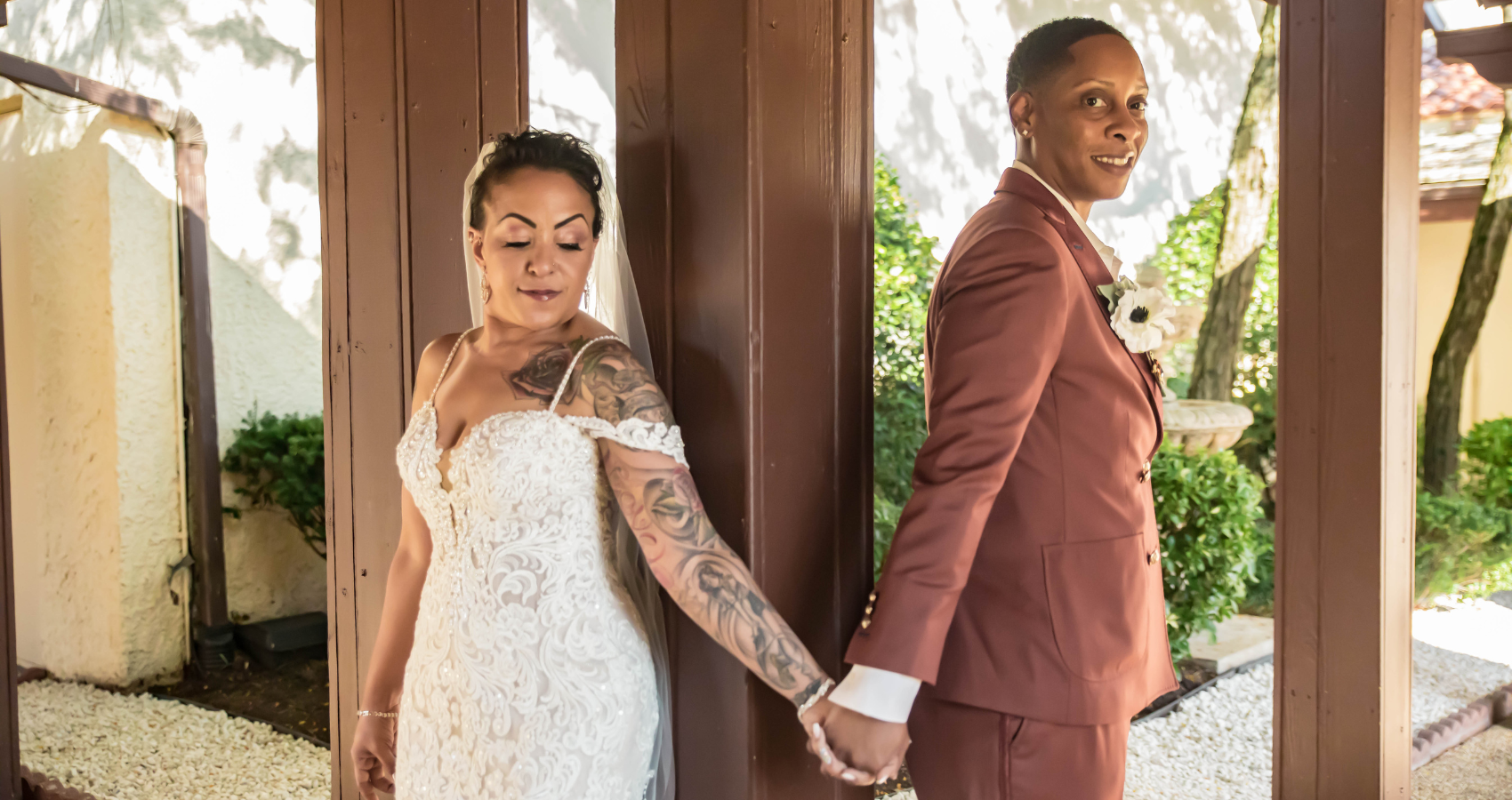 Bride In Lace Wedding Dress Called Fiona By Maggie Sottero Following Bridal Superstitions