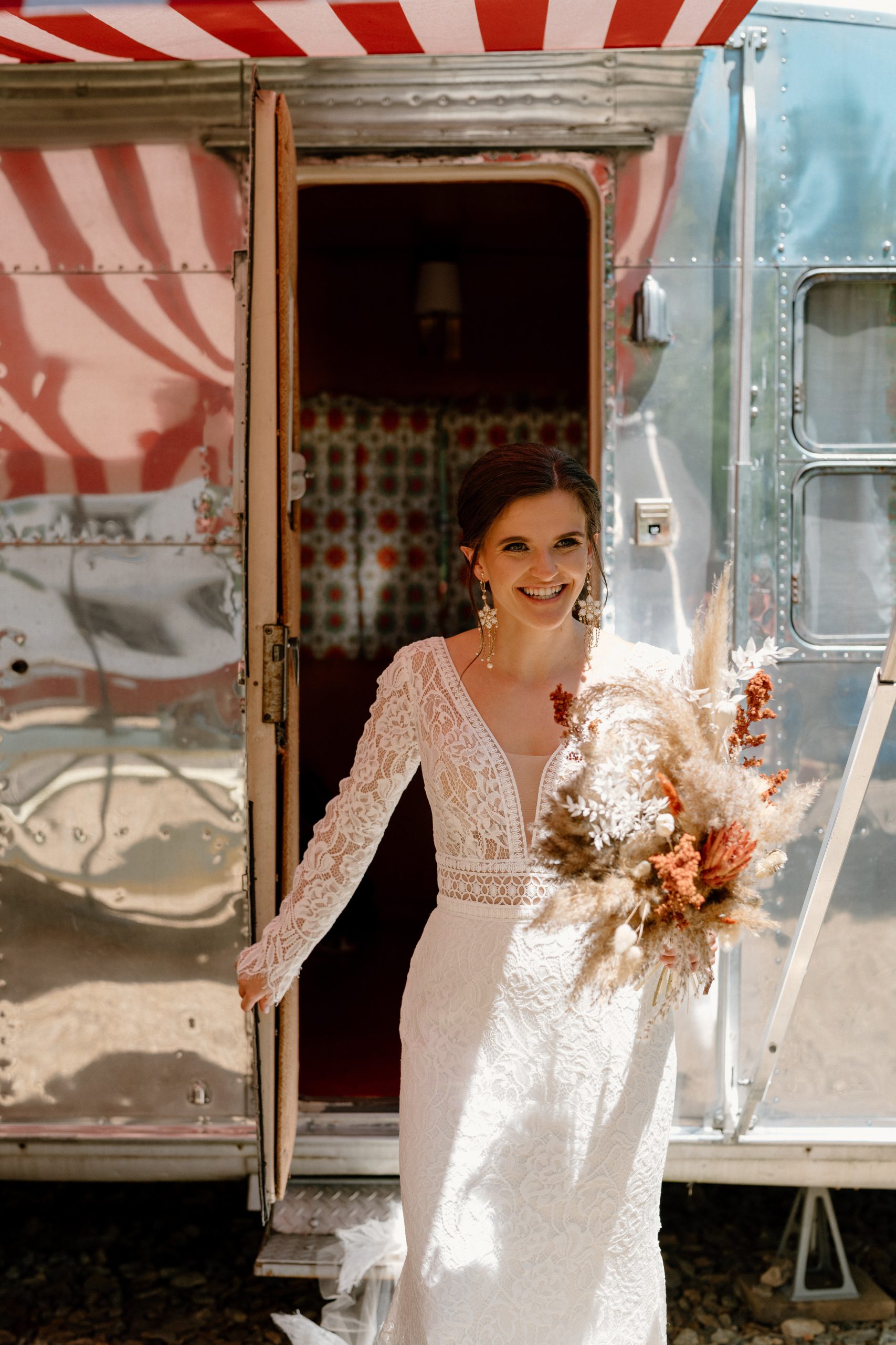 Bride In Long Sleeve Wedding Dress Called Drita By Maggie Sottero