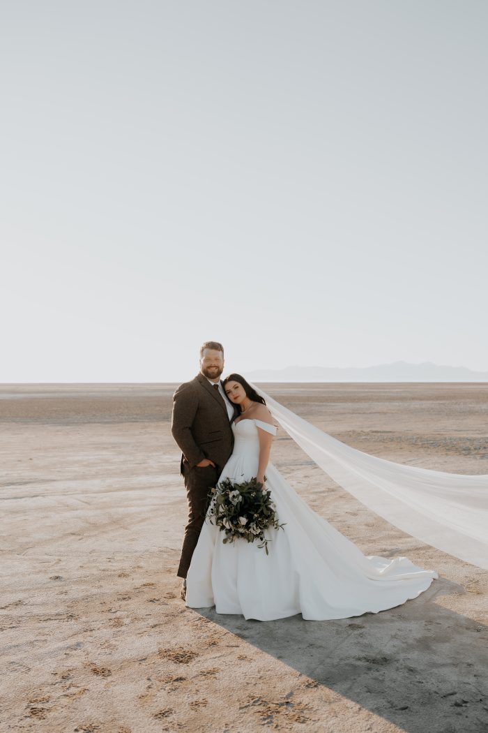 Bride In Satin Wedding Gown Called Kyrie By Maggie Sottero