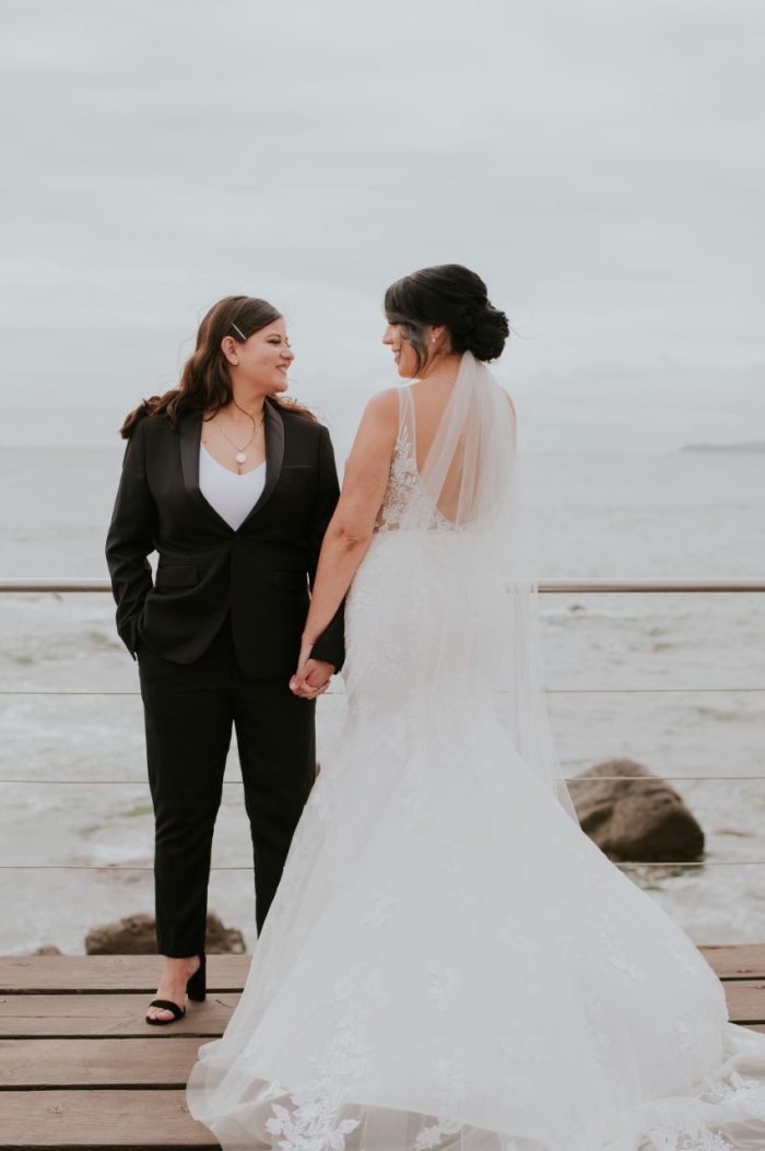 LGBTQ Bride In Lace Fit-And-Flare Wedding Dress Called Greenley By Maggie Sottero