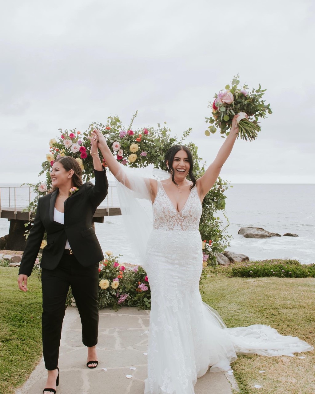 LGBTQ Bride In Lace Fit-And-Flare Wedding Dress Called Greenley By Maggie Sottero