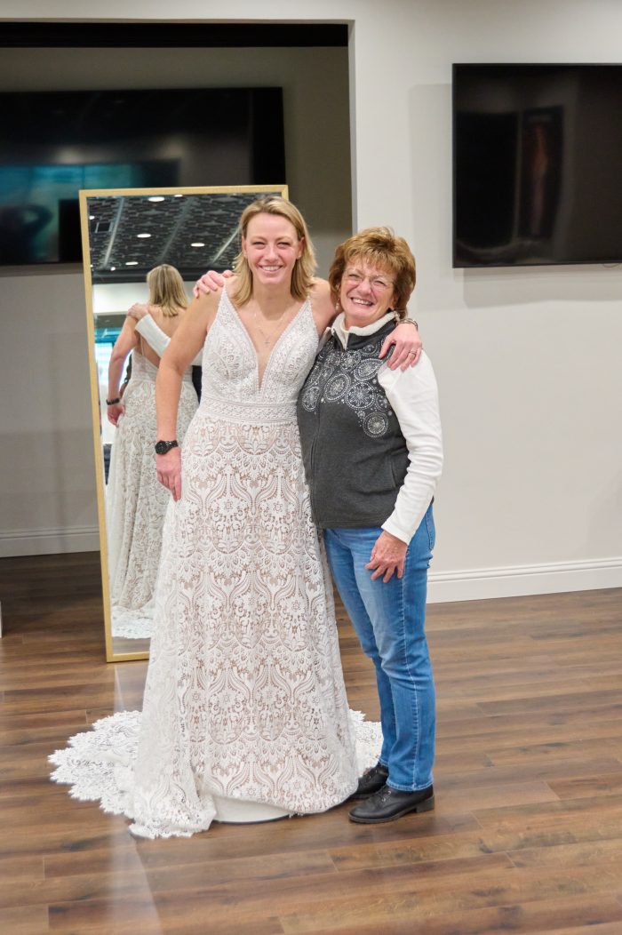 LGBTQ+ Bride In Lace Boho Wedding Dress Called Hillary By Maggie Sottero