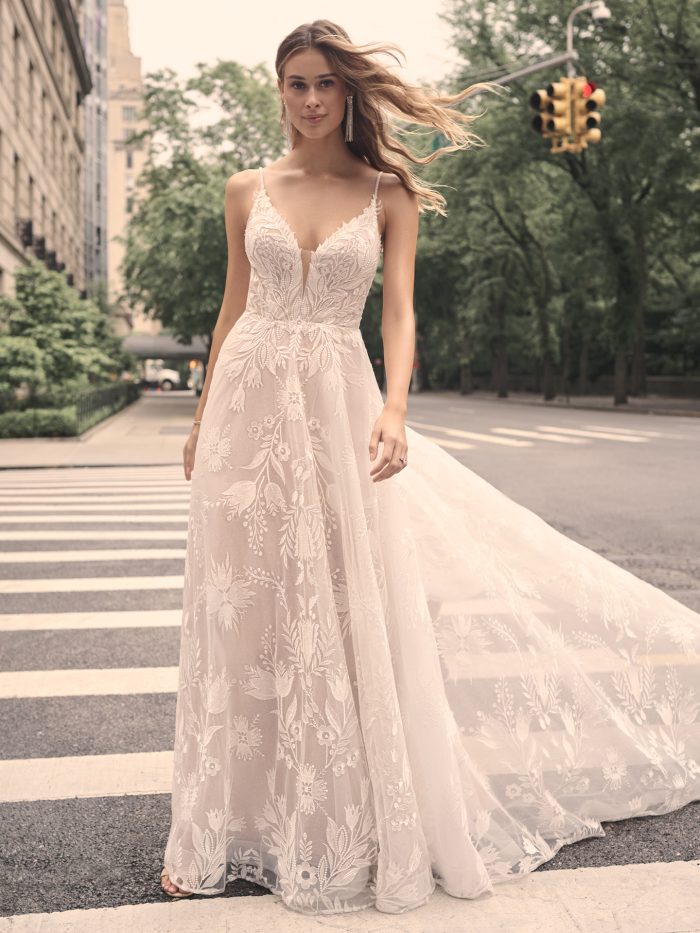 Bride In Lace Boho Wedding Dress Called Keisha By Maggie Sottero