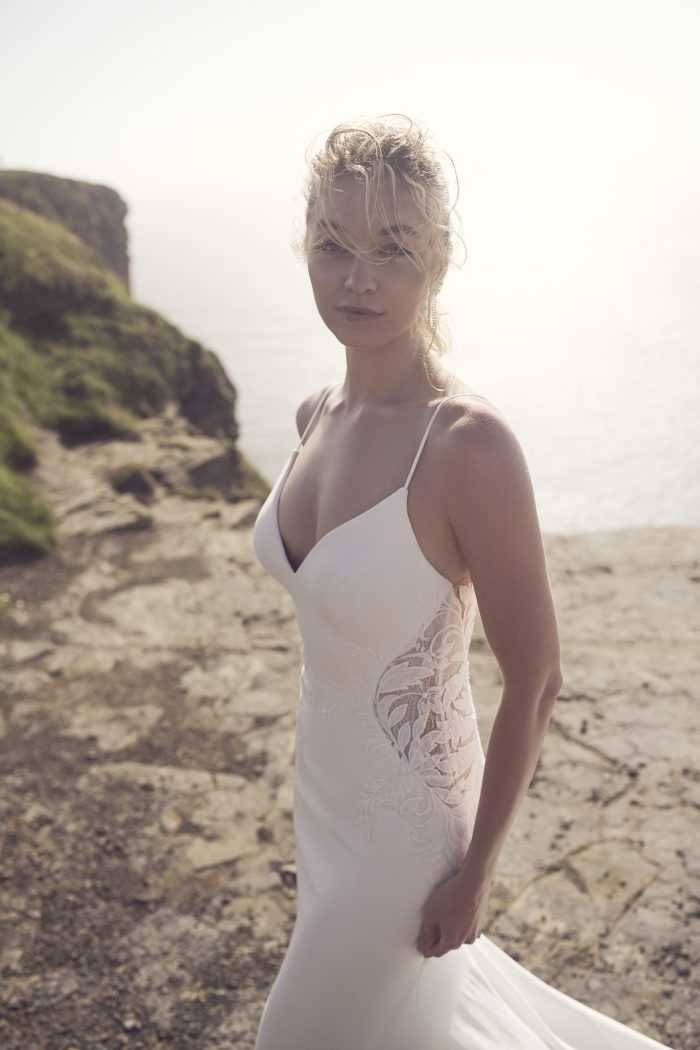 Bride In Crepe Lace Quick Delivery Wedding Dresses Called Dionne By Rebecca Ingram