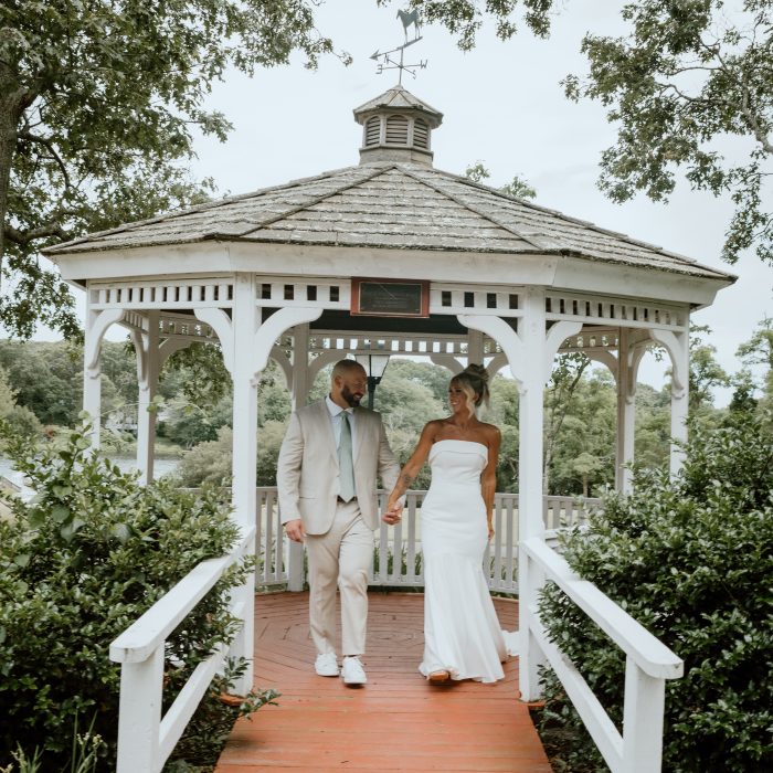 Bride wearing Damiana by Sottero and Midgley and focusing on her mental wellness tips with her husband