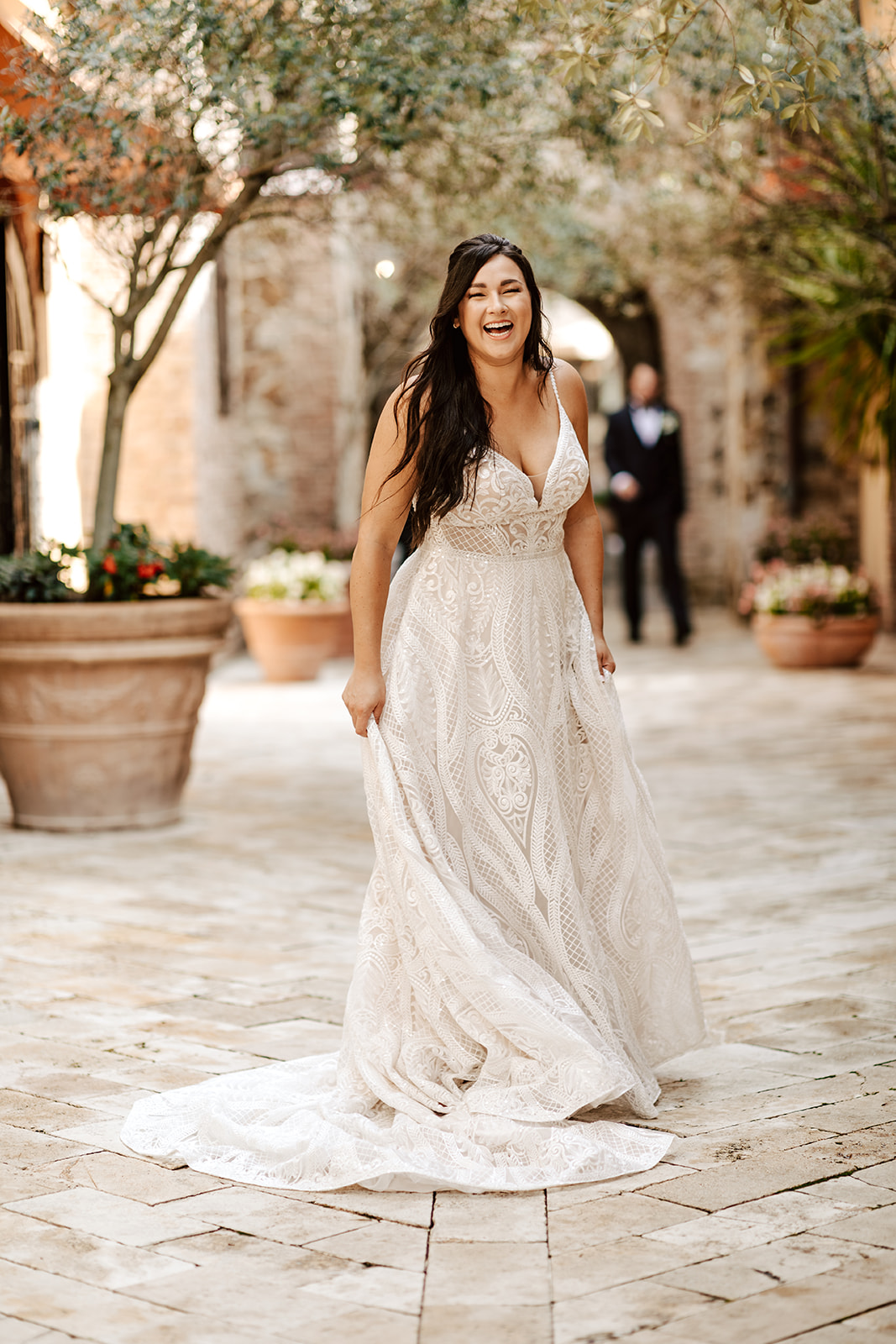 Bride In A-Line Wedding Dress Called Roxanne By Sottero And Midgley