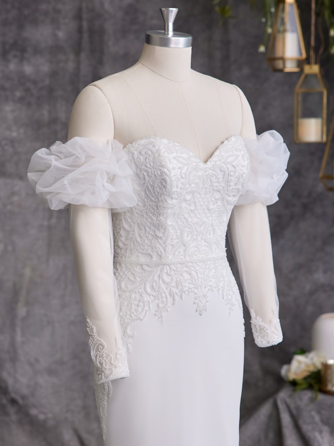 Mannequin Image Of Tulle Bridal Puff Sleeves Called Shoshanna By Rebecca Ingram