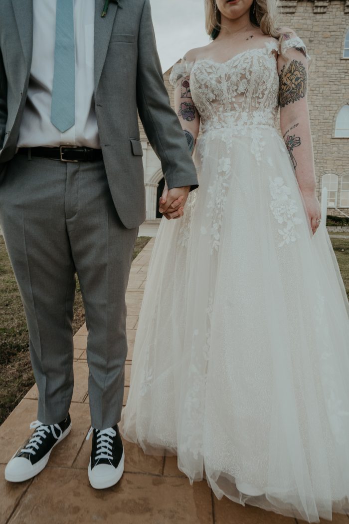 Bride In Disney Princess Wedding Dress Called Harlem By Maggie Sottero Practicing Body Neutrality