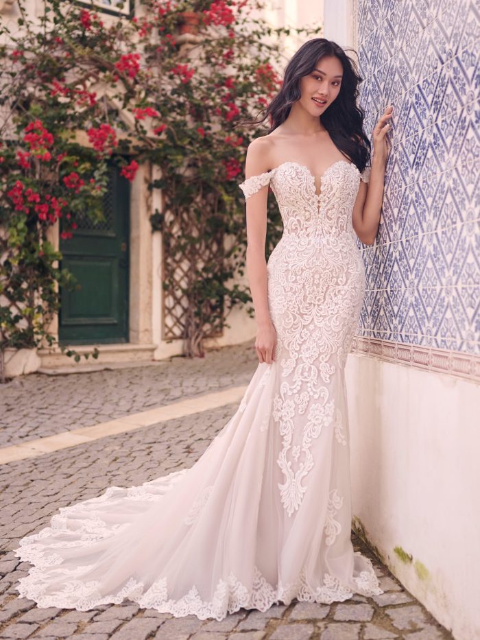 Bride In Beautiful Wedding Dress Caled Fiona Royale By Maggie Sottero