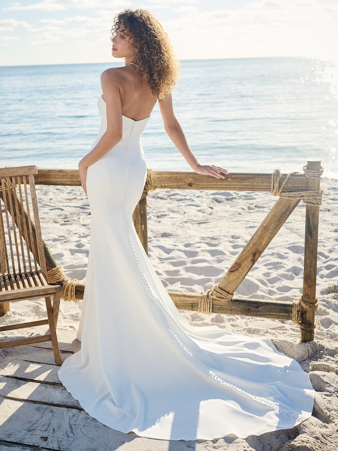 Bride In Simple Quick Delivery Wedding Dress Called Francine By Rebecca Ingram