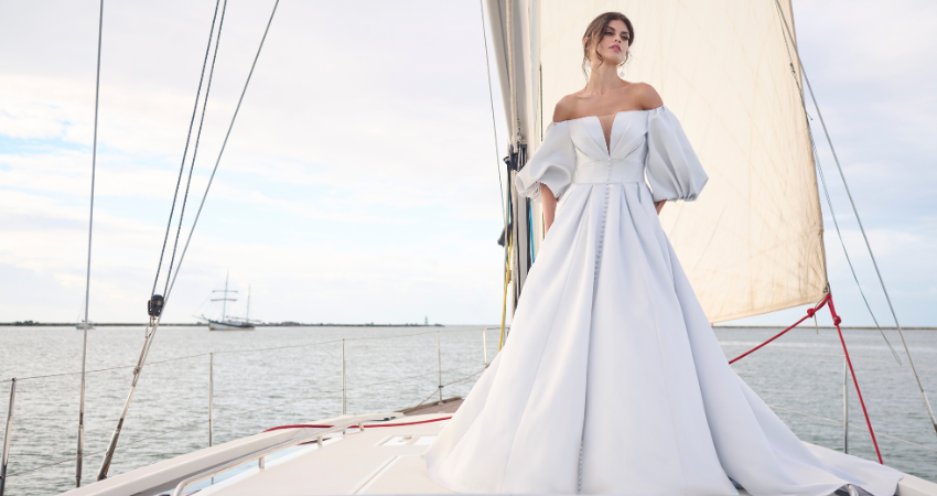 Bride in Bridgerton Vintage Wedding Dress Called Juniper By Sottero And Midgley