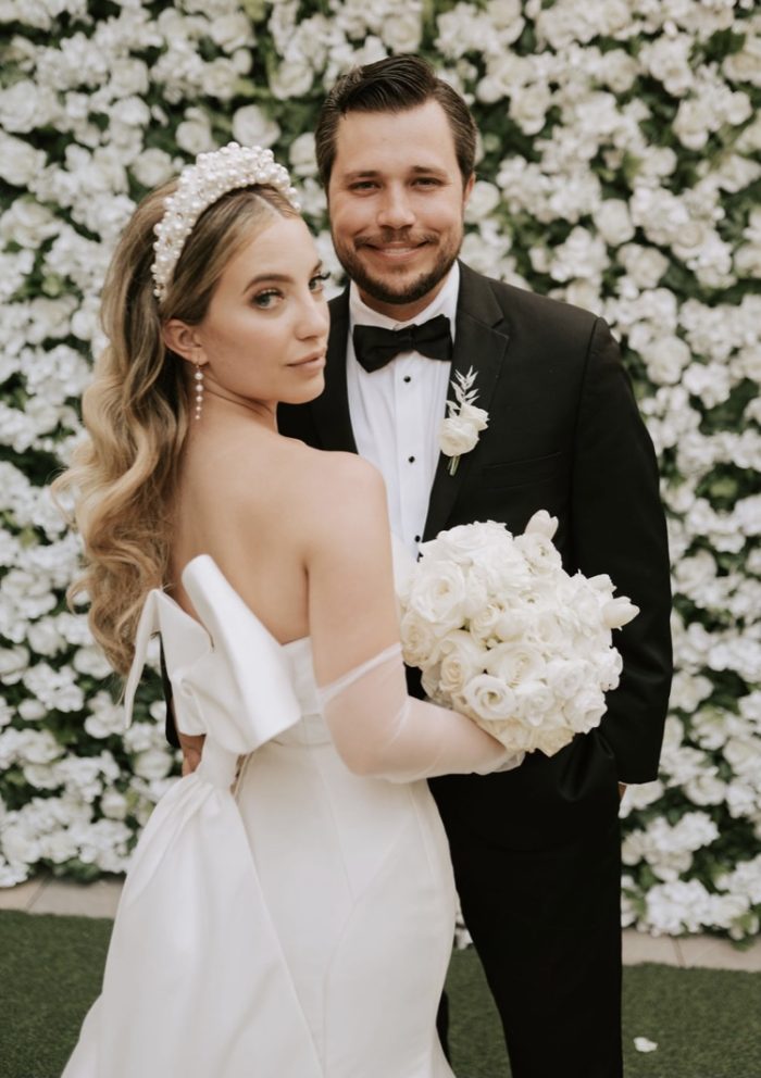 Bride In Satin Wedding Dress Called Mitchell By Maggie Sottero